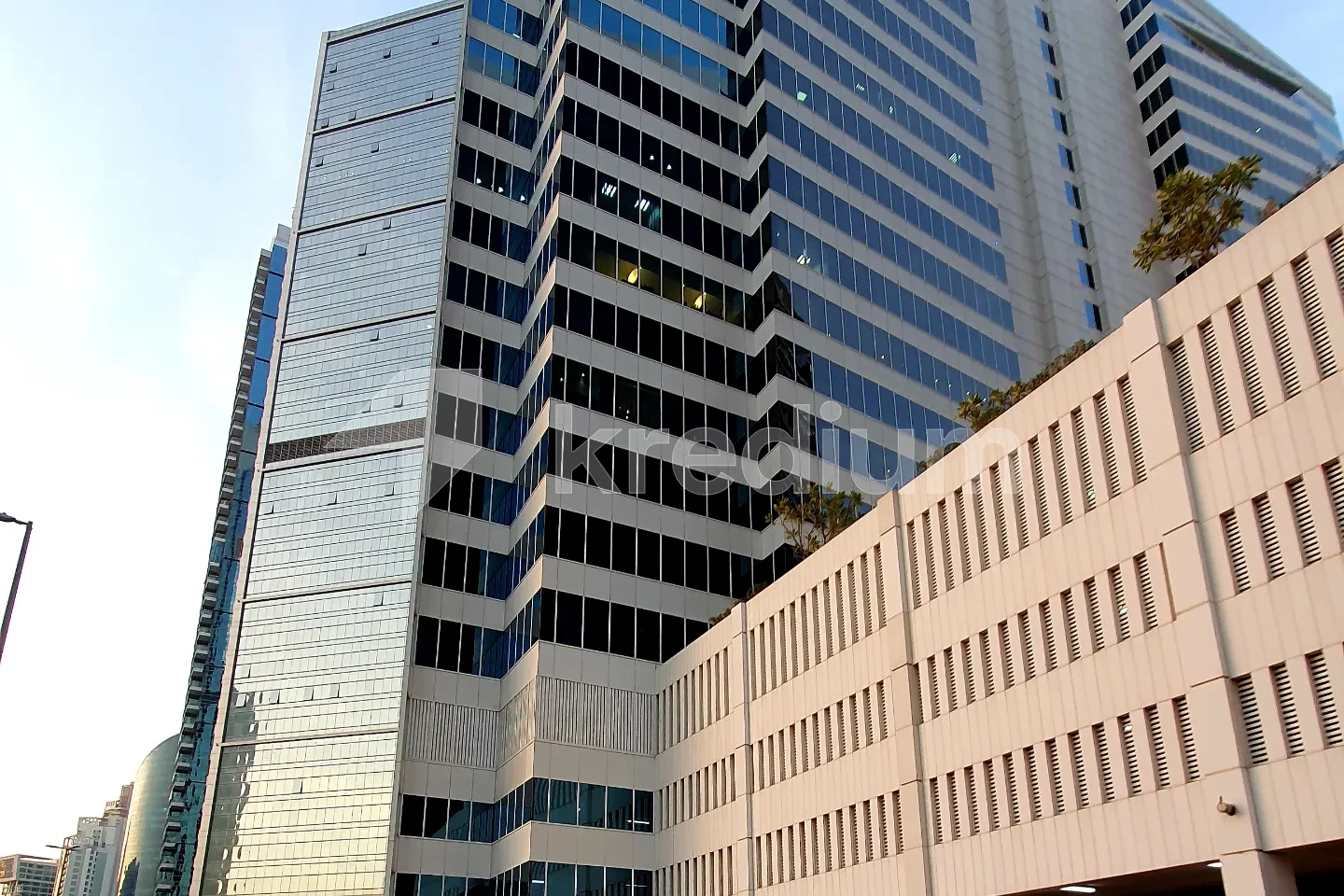 A stylish glass tower