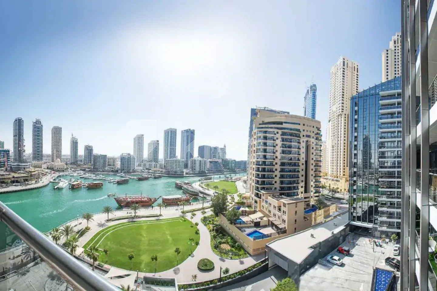 A group of towers overlooking a bay