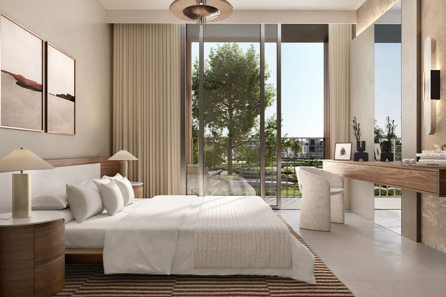 A bedroom in a new property in Dubai.
