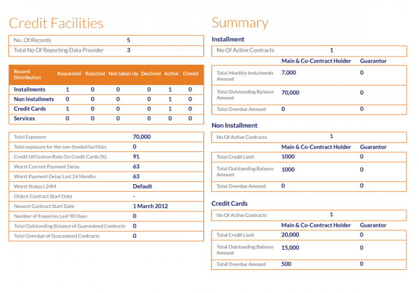 Second page in a sample credit report