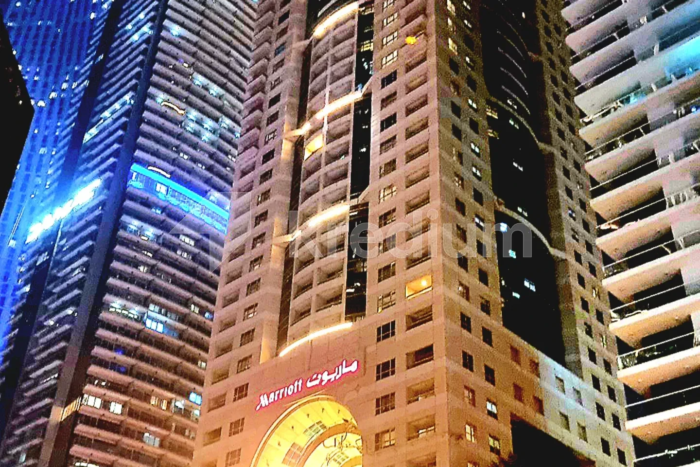 Elegant high-rise hotel in an urban neighborhood