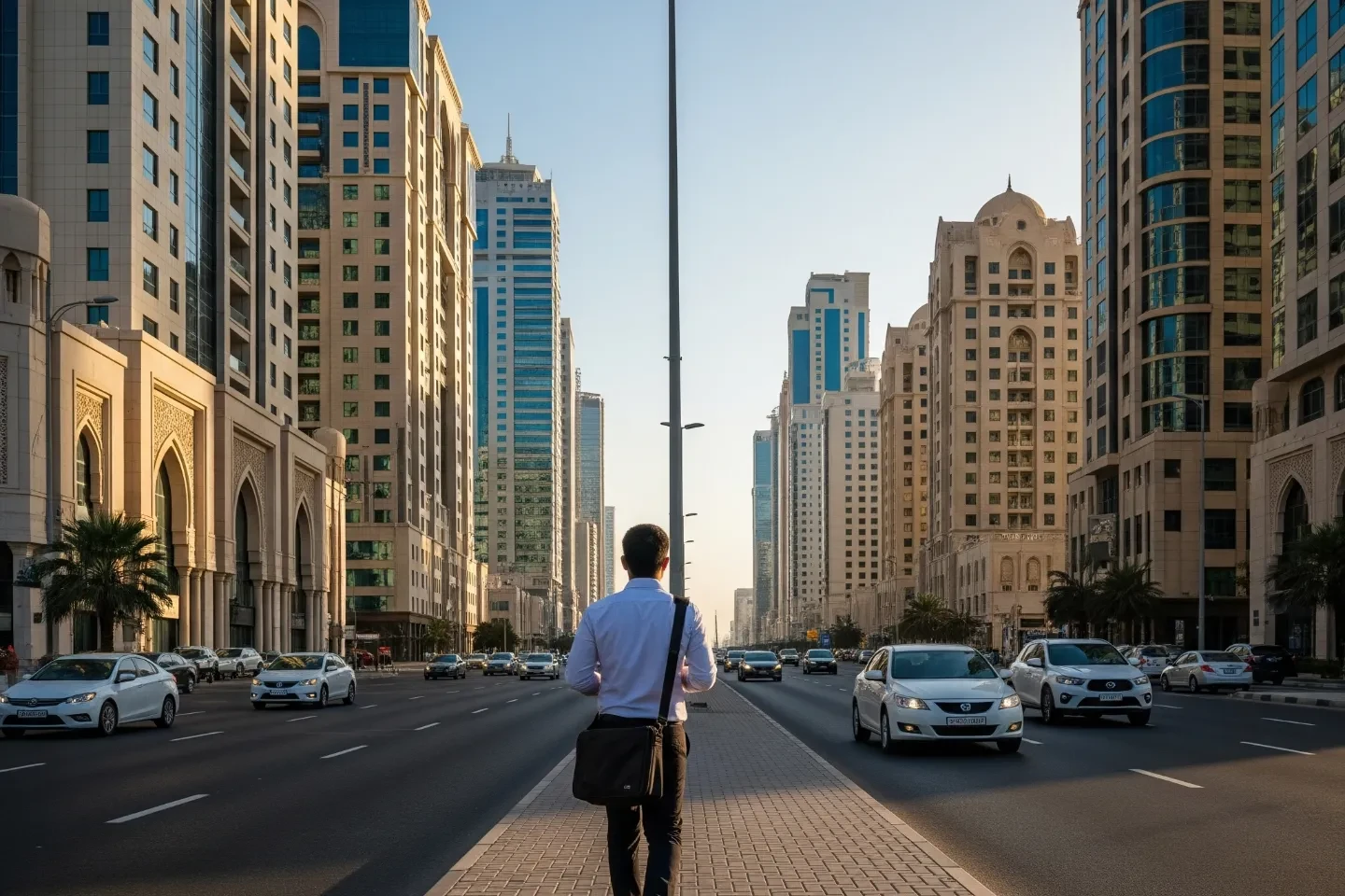 A business man going to work in Sharjah, Dubai.