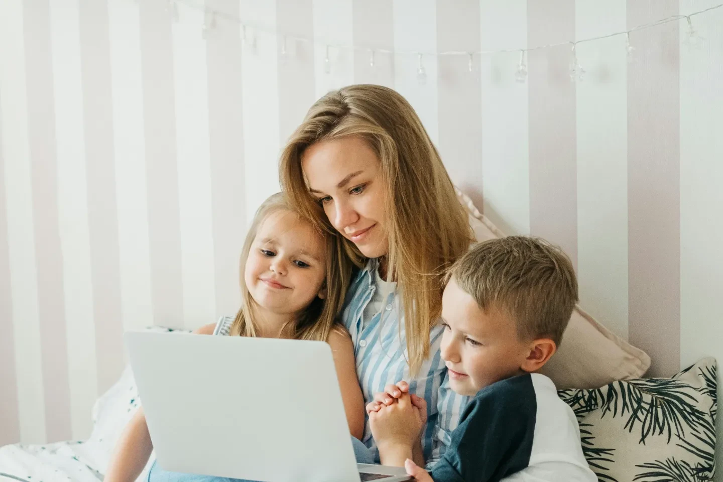 A mother and children looking at the new law.
