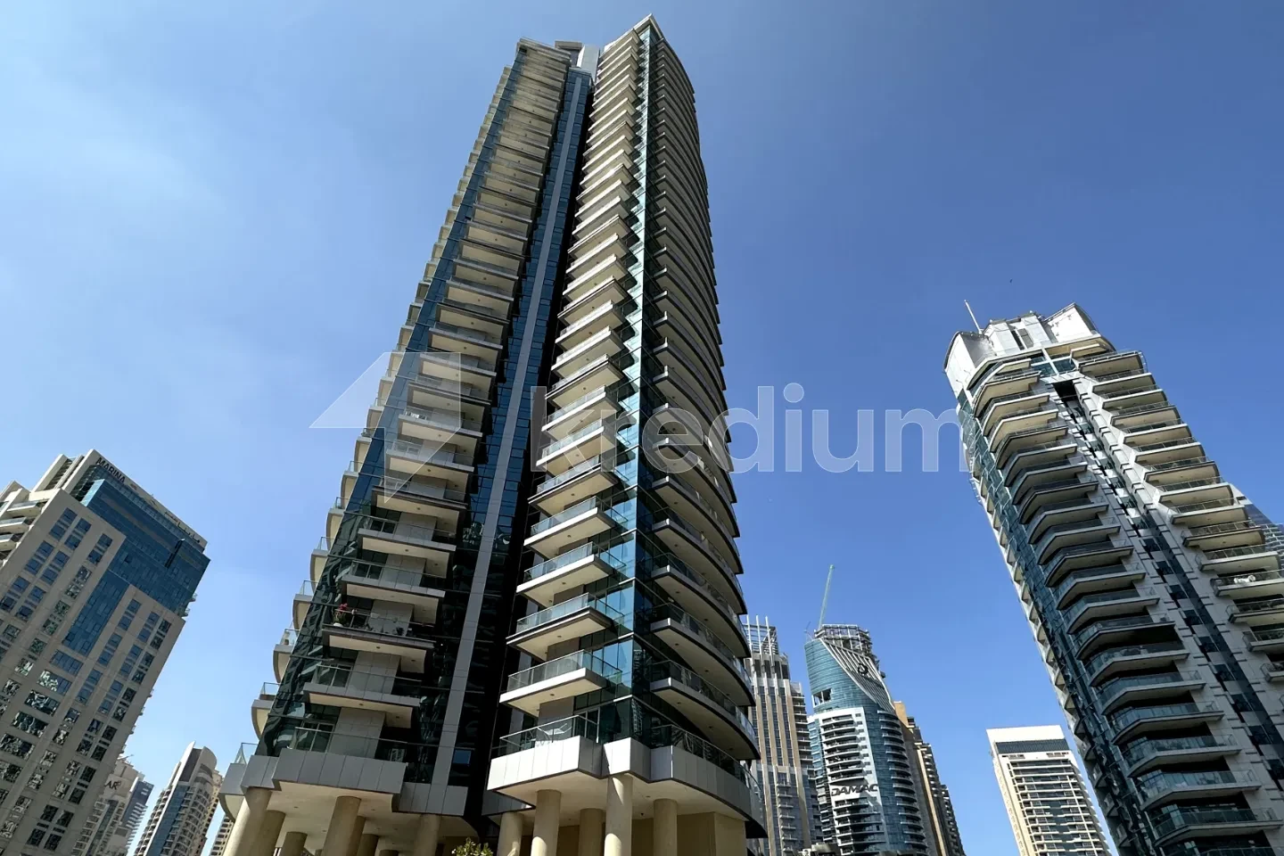 An elegant glass skyscraper