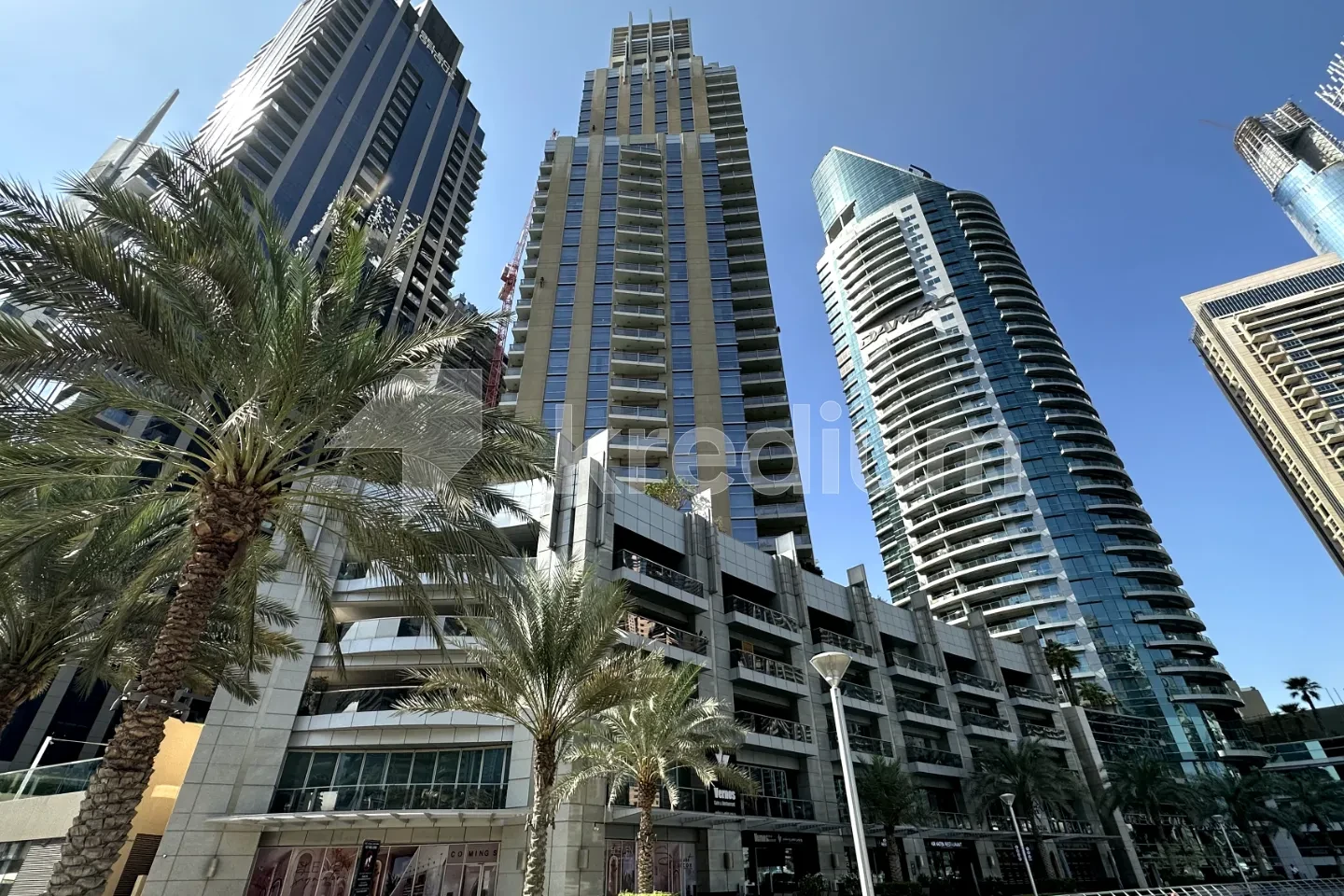 A group of stylish glass skyscrapers