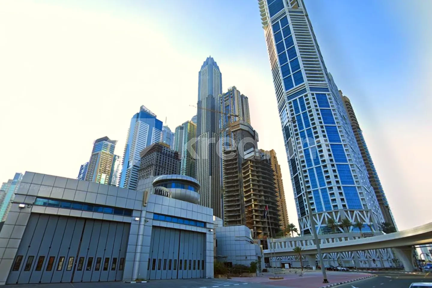 A modern glass skyscraper