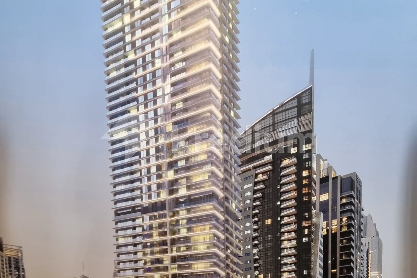 A group of luxurious glass skyscrapers