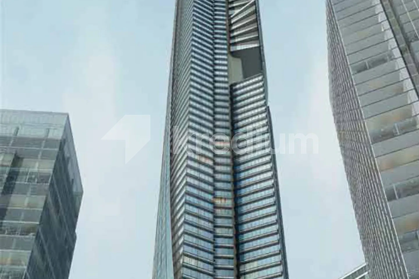 Modern narrow glass tower