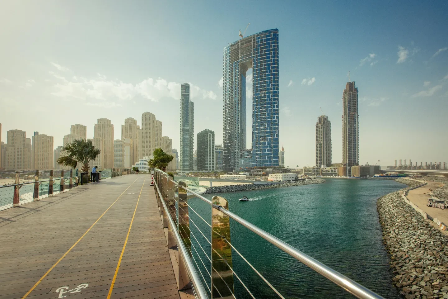 A view of Dubai from the pedestrian bridge.